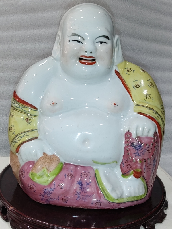 古玩陶瓷粉彩彌勒佛塑像拍賣,當前價格1168元