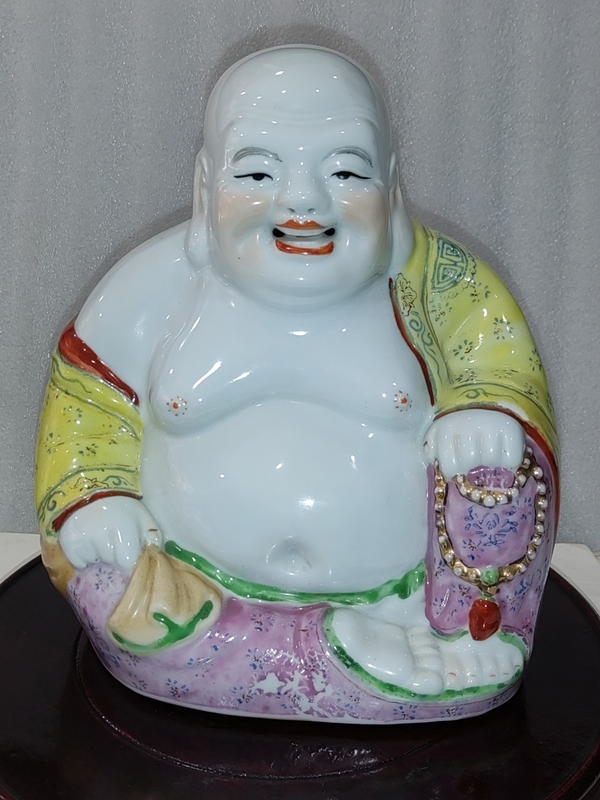 古玩陶瓷粉彩彌勒佛塑像拍賣,當前價格1168元