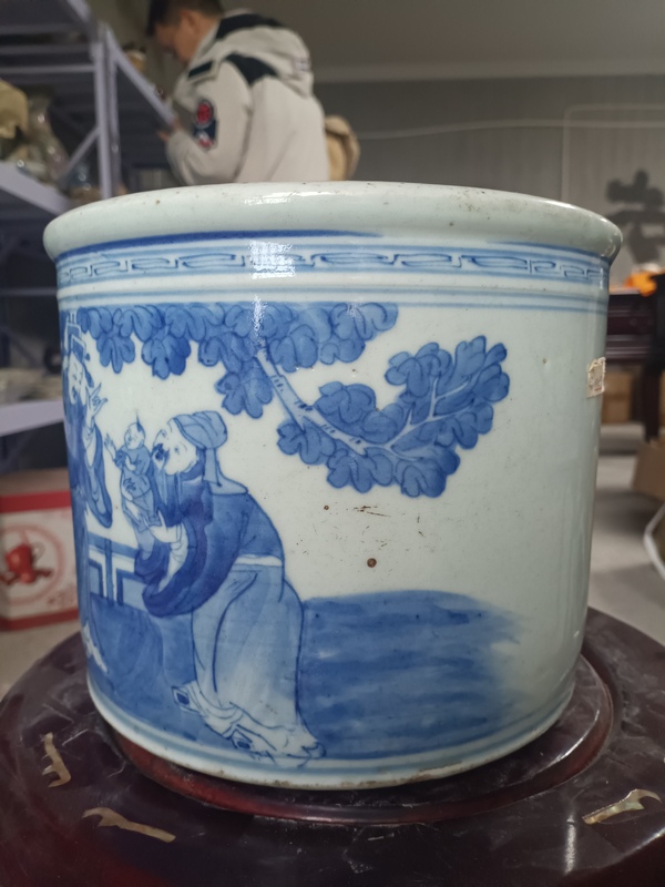 古玩陶瓷青花人物故事三足直筒爐拍賣,當前價格6666元