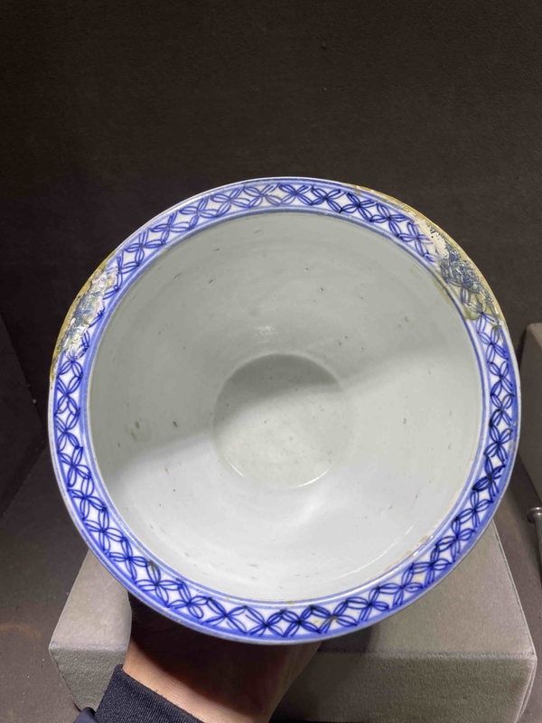 古玩陶瓷清乾隆青花亭臺樓閣山水詩文卷缸拍賣,當前價格1388元