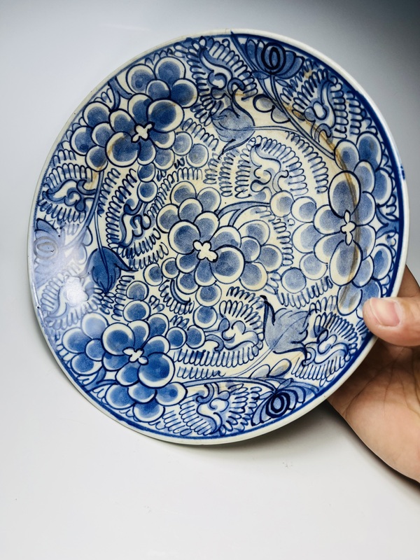 古玩陶瓷(已保真)青花纏枝牡丹紋盤拍賣,當前價格528元