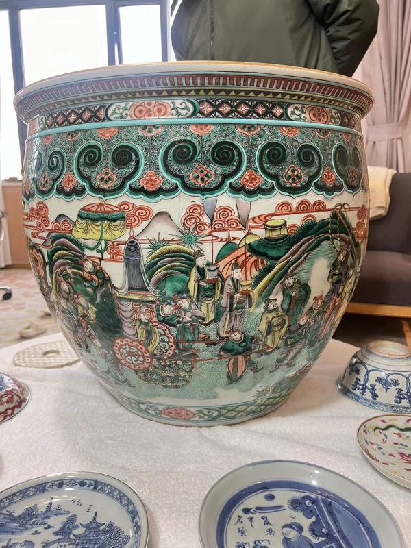 古玩陶瓷五彩人物故事紋卷缸(同類最大缸)拍賣,當前價格158888元