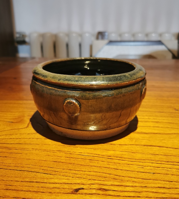 古玩陶瓷明兔毫釉鼓釘洗拍賣,當前價格500元