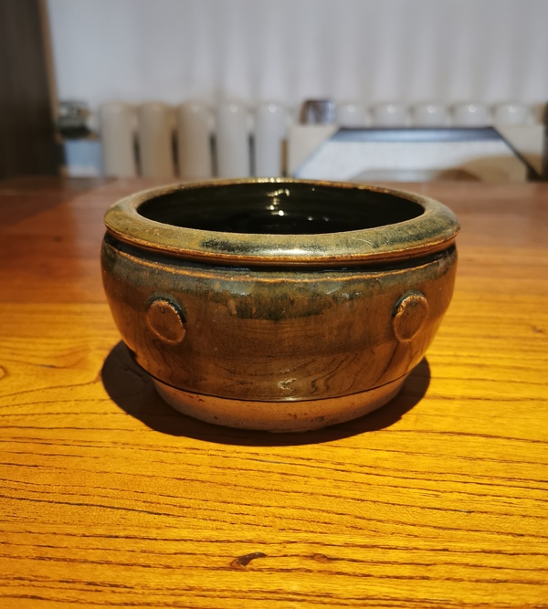 古玩陶瓷明兔毫釉鼓釘洗拍賣,當前價格500元