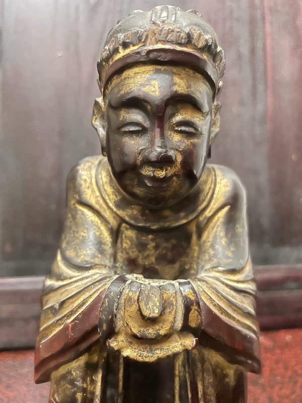 古玩雜項清代晚期的木雕像拍賣,當前價格4888元