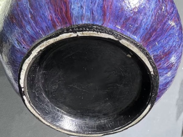 古玩陶瓷建國瓷廠鈞紅窯變釉荸薺瓶拍賣,當前價格35000元