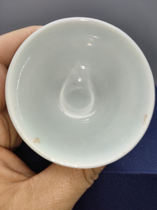 古玩陶瓷民國,礬紅壽字仰鐘杯拍賣,當前價格299元