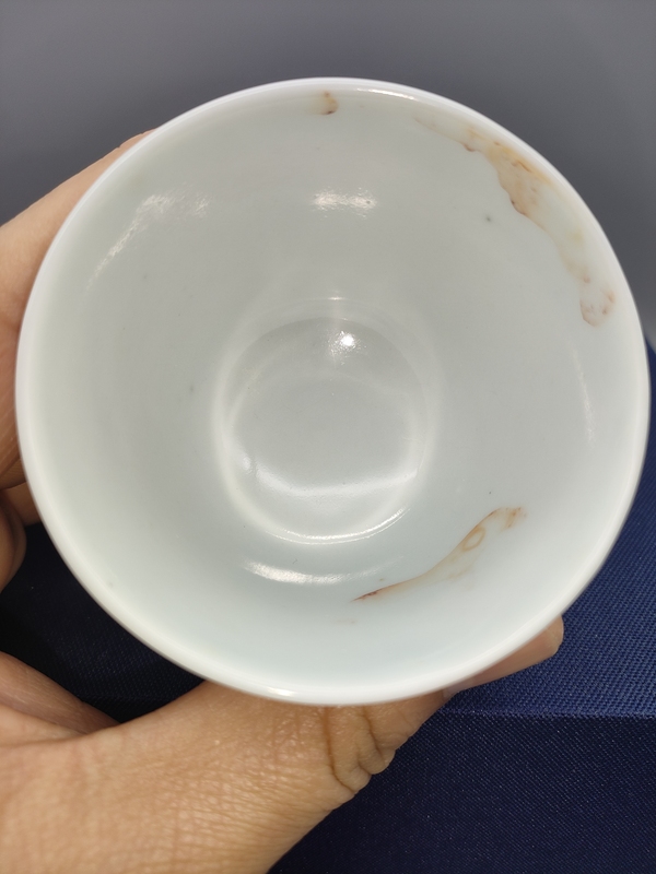 古玩陶瓷民國,礬紅壽字紋仰鐘杯拍賣,當前價格330元