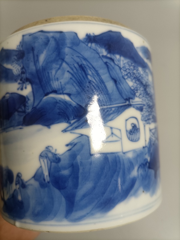 古玩陶瓷清中晚山水紋青花蓋缸拍賣,當(dāng)前價(jià)格1980元