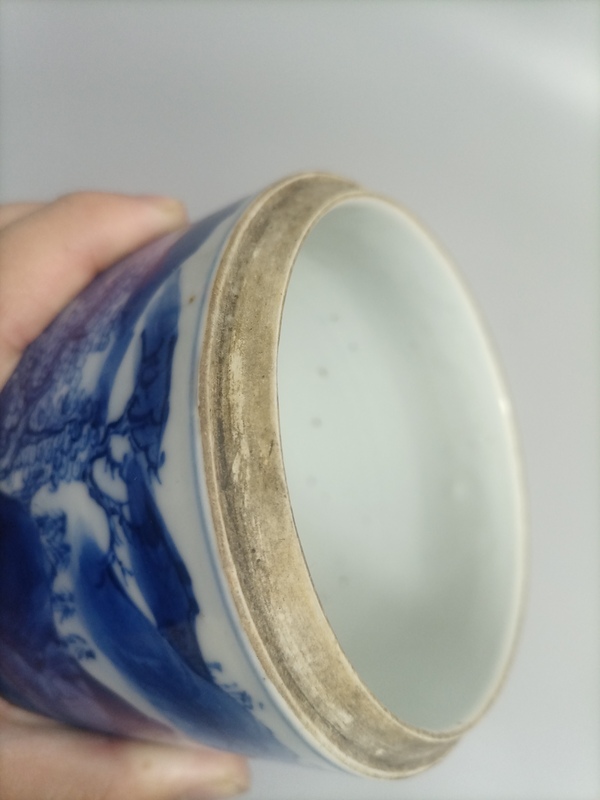古玩陶瓷清中晚山水紋青花蓋缸拍賣,當(dāng)前價(jià)格1980元