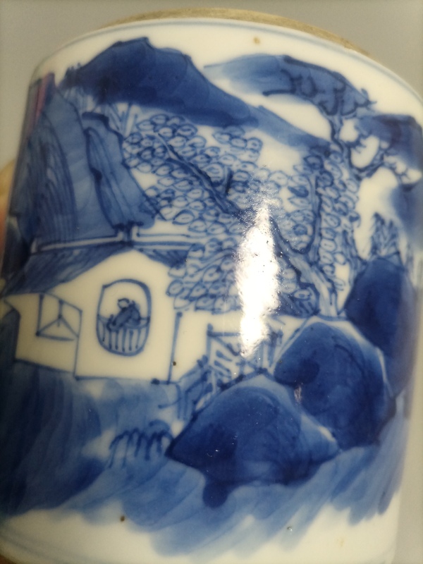 古玩陶瓷清中晚山水紋青花蓋缸拍賣,當(dāng)前價(jià)格1980元