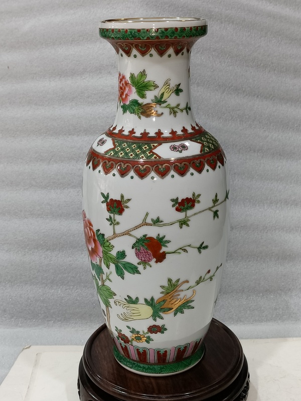 古玩陶瓷粉彩三多紋瓶拍賣,當前價格1168元