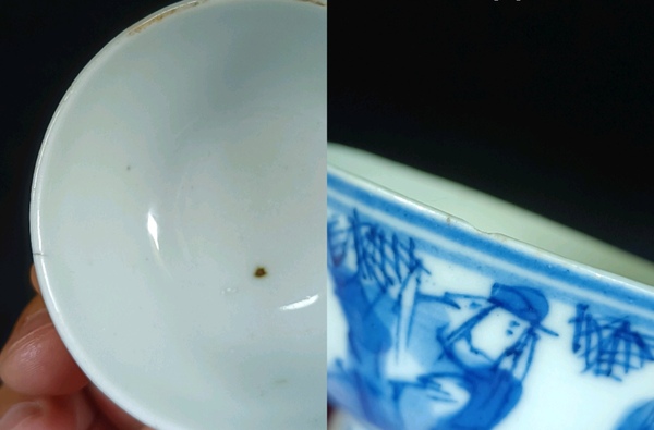 古玩陶瓷（全品范畴）晚清光绪福禄寿三星青花人物杯拍卖，当前价格450元