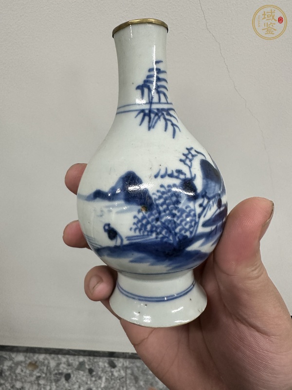 古玩陶瓷青花山水瓶真品鑒賞圖