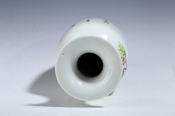 古玩陶瓷清光緒·淺絳彩花鳥紋雙耳瓶拍賣，當前價格188元