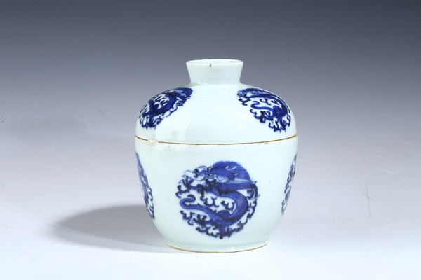 晚清·青花團龍紋蓋缸拍賣，當前價格155元