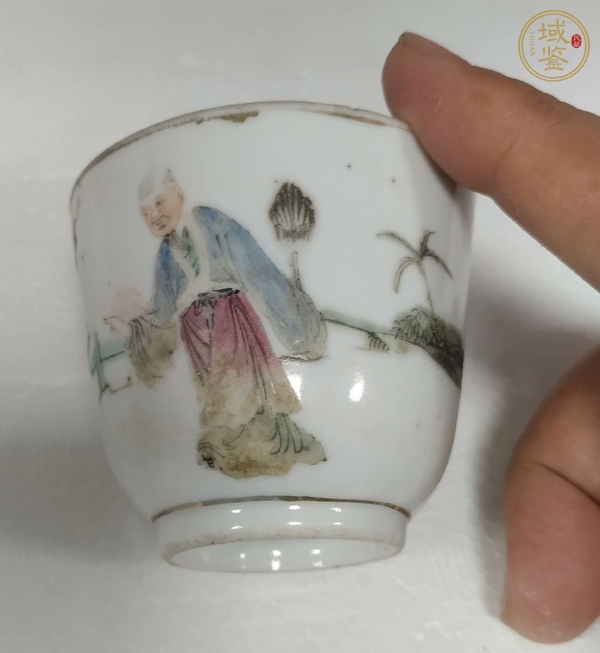 古玩陶瓷粉彩羲之愛鵝杯真品鑒賞圖