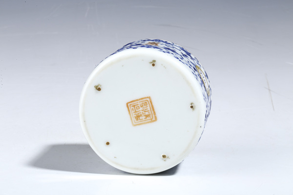 古玩陶瓷晚清·藍料礬紅福壽紋蓋盅拍賣,當前價格2840元