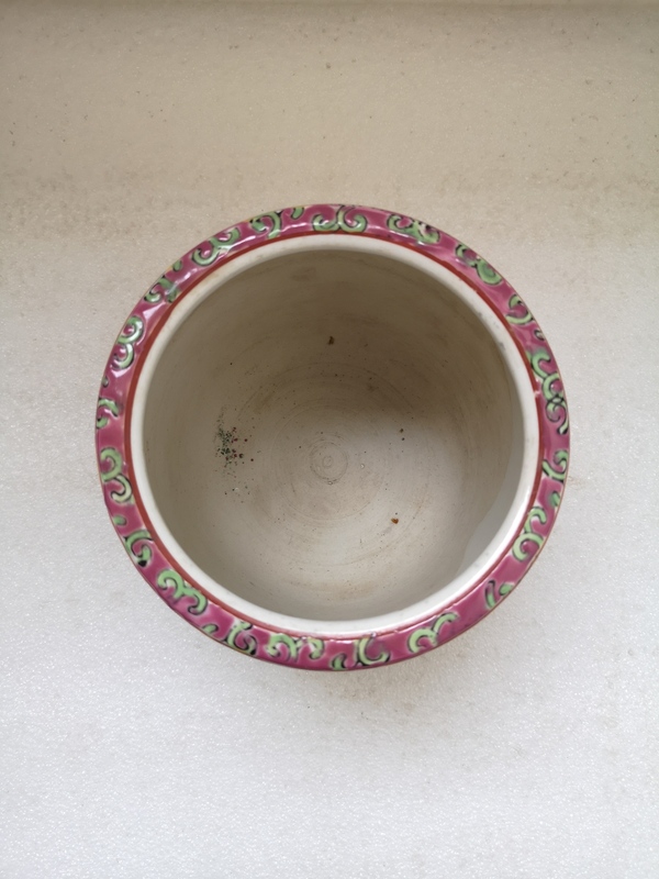古玩陶瓷胭脂紅粉彩花卉紋金玉滿堂罐拍賣,當前價格567元