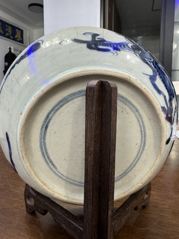 古玩陶瓷過墻龍紋青花盤拍賣,當前價格688元