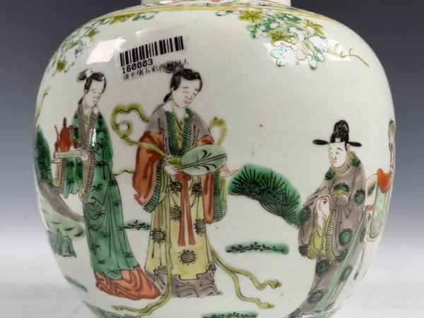 古玩陶瓷清末民初·五彩西廂記人物故事圖罐拍賣,當前價格3000元