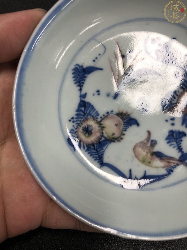 古玩陶瓷(罕見精品)清早期?青花釉里紅三多紋賞盤拍賣,當(dāng)前價(jià)格16000元