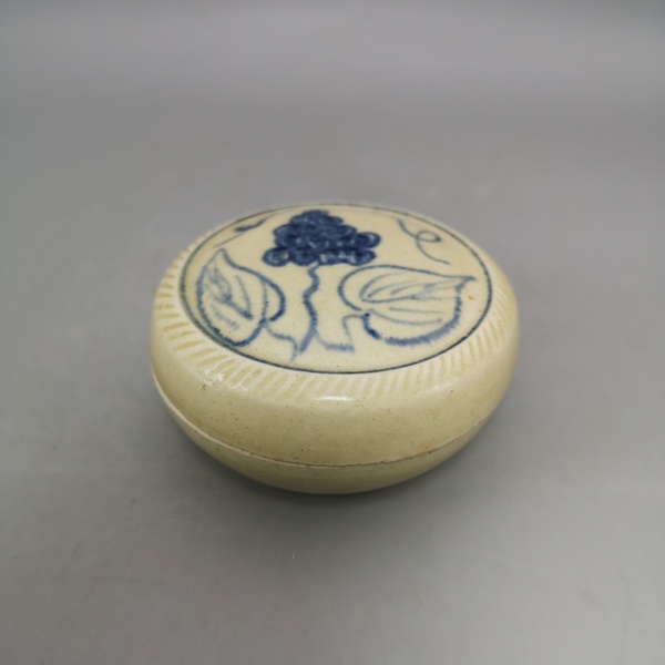 古玩陶瓷民國青花花卉紋印盒拍賣,當前價格650元