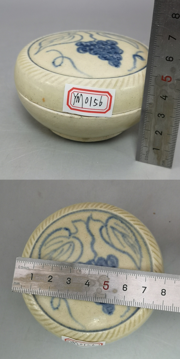 古玩陶瓷民國青花花卉紋印盒拍賣,當前價格650元