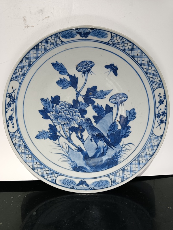 古玩陶瓷清道光青花富貴白頭盤拍賣,當前價格5600元