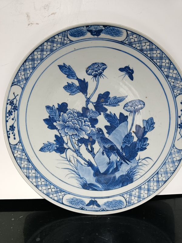古玩陶瓷清道光青花富貴白頭盤拍賣,當前價格5600元