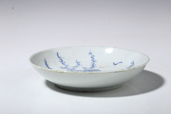 古玩陶瓷晚清·青花梅花壽字紋小盤拍賣,當前價格800元