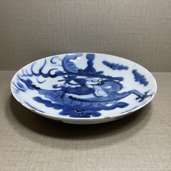 古玩陶瓷過墻龍紋青花盤拍賣,當前價格1288元