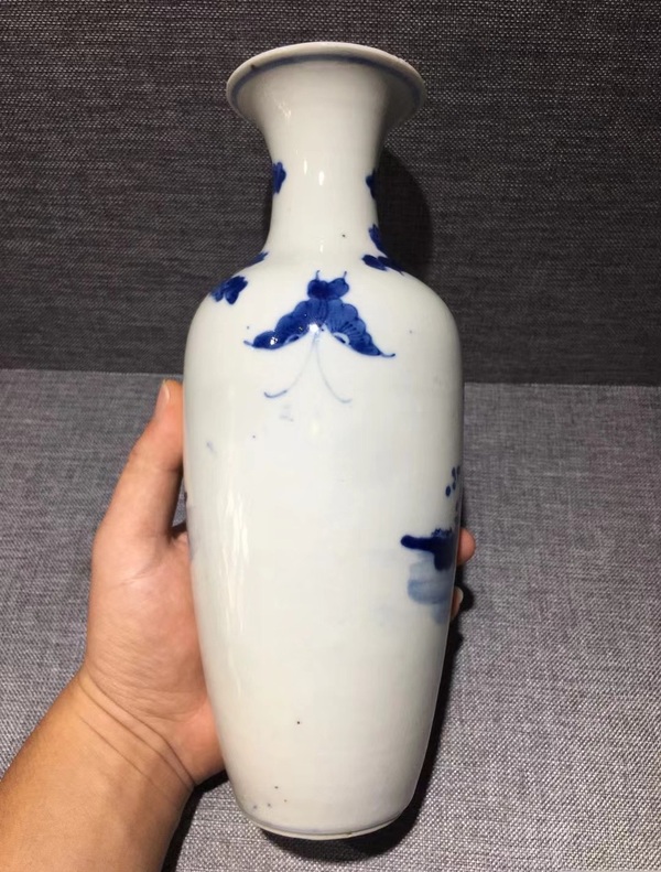 古玩陶瓷清晚期 青花通景大人物仕女嬰戲圖羅漢瓶拍賣,當前價格6500元