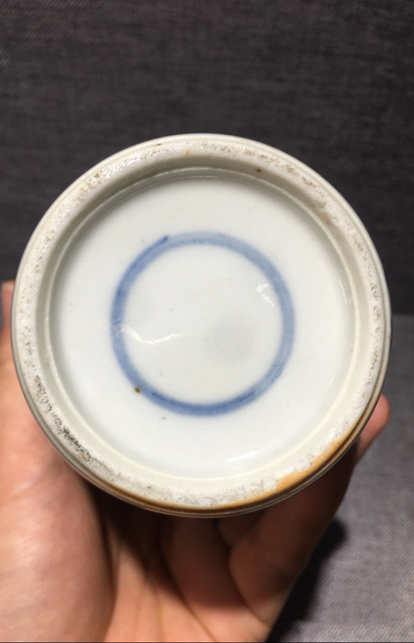 古玩陶瓷清晚期 青花通景大人物仕女嬰戲圖羅漢瓶拍賣,當前價格6500元