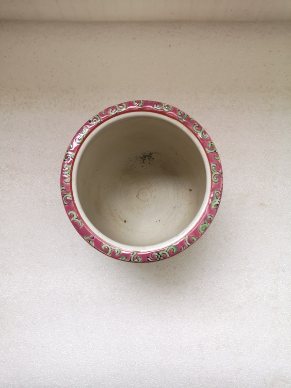 古玩陶瓷胭脂紅粉彩花卉紋金玉滿堂罐拍賣,當前價格567元