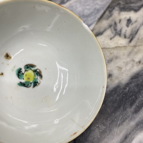 古玩陶瓷晚清民國福壽紋礬紅小碗拍賣,當前價格255元