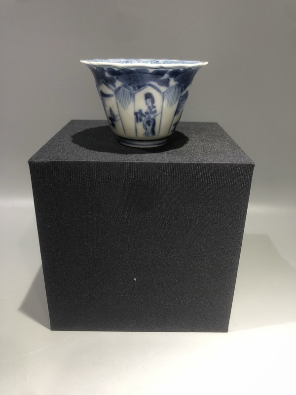 古玩陶瓷(已實物鑒真)清-康熙-四美圖-青花花口杯拍賣,當前價格1314元