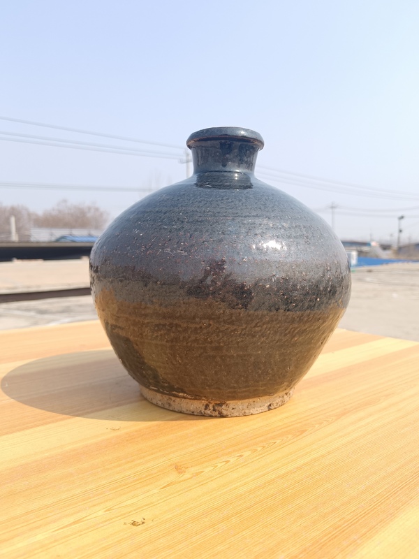 古玩陶瓷元末明初~磁州窯黑釉嘟嚕瓶拍賣,當前價格800元
