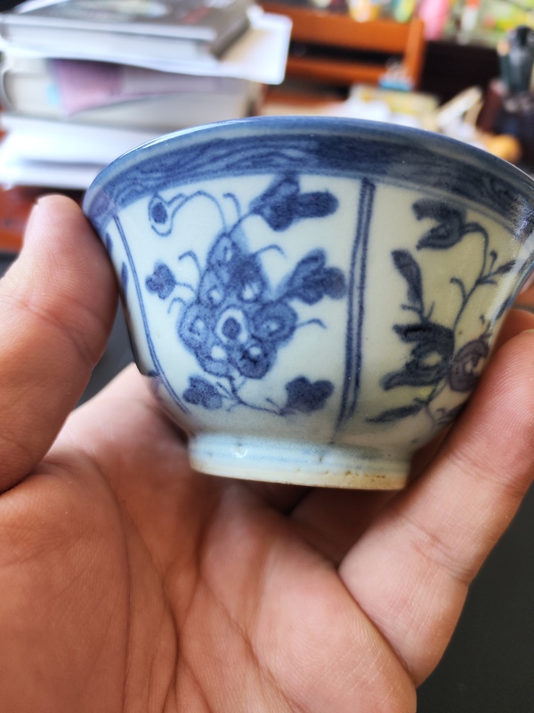 古玩陶瓷花卉紋青花杯拍賣,當前價格3200元