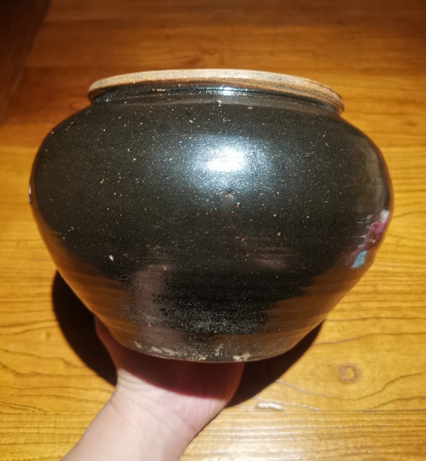 古玩陶瓷金元黑釉唇口大罐拍賣,當(dāng)前價(jià)格500元