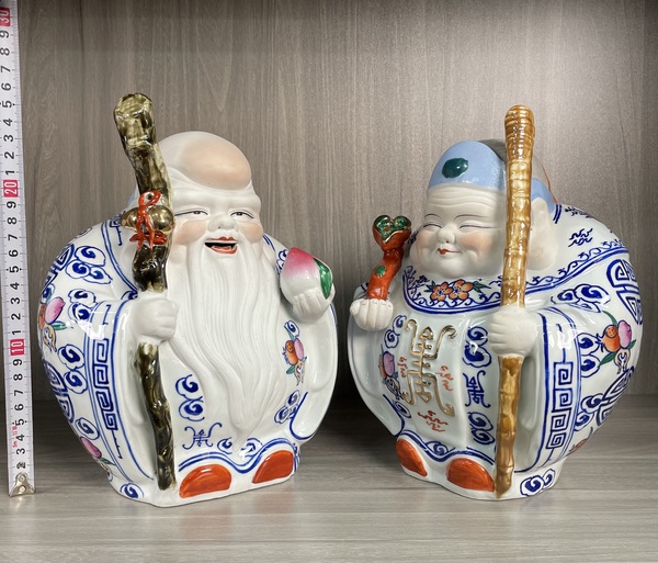 古玩陶瓷創匯景德鎮官窯 壽星瓷像一對拍賣,當前價格750元