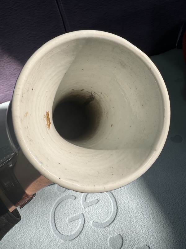 古玩陶瓷清光緒 撒藍釉開窗五彩山水人物紋瓶拍賣,當前價格48000元