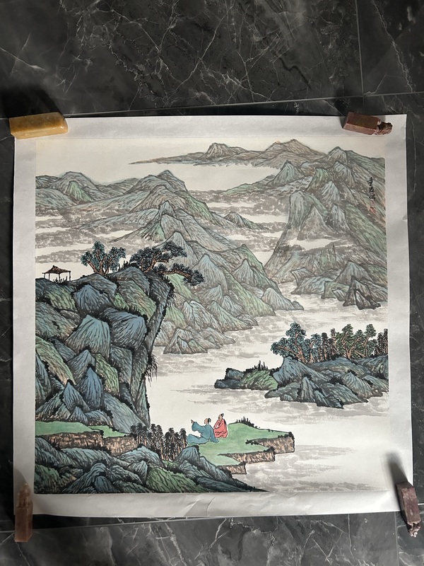古玩字畫童森森《山水斗方》拍賣,當前價格455元
