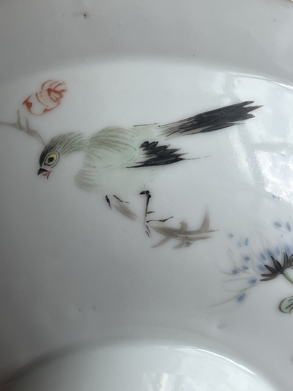 古玩陶瓷花鳥紋粉彩折沿碗拍賣,當前價格2300元