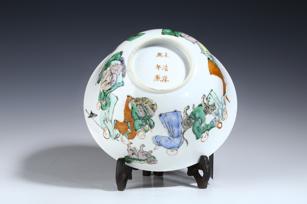 古玩陶瓷清晚·五彩十八羅漢紋大碗拍賣，當前價格13588元
