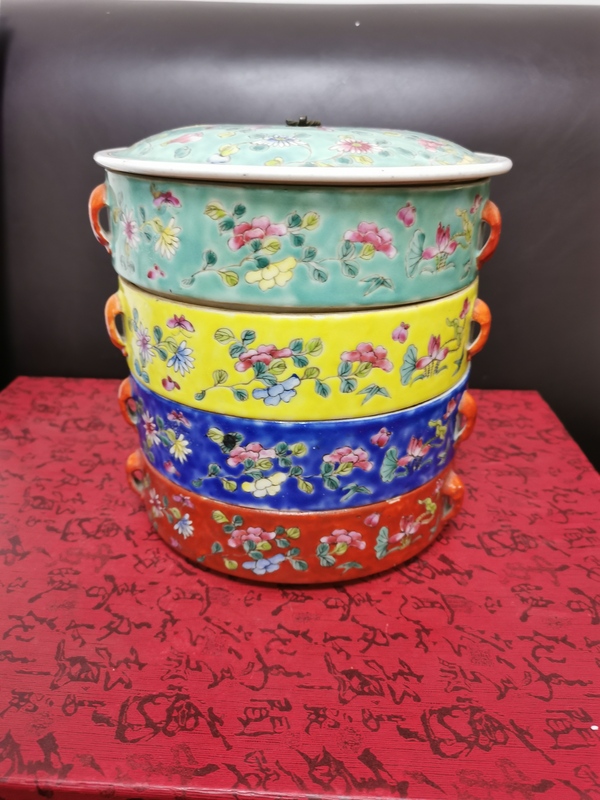 古玩陶瓷粉彩花卉紋食盒拍賣,當前價格5500元