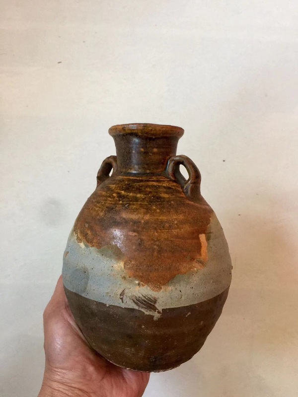 古玩陶瓷宣州窯褐釉雙耳瓶拍賣,當前價格1200元