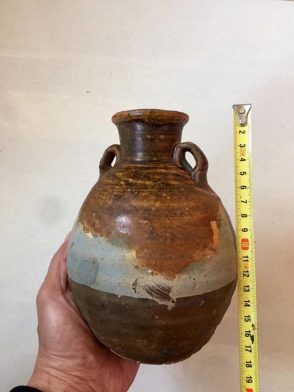 古玩陶瓷宣州窯褐釉雙耳瓶拍賣,當前價格1200元