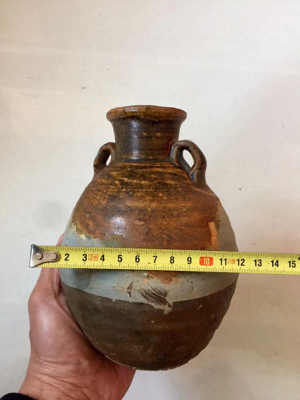 古玩陶瓷宣州窯褐釉雙耳瓶拍賣,當前價格1200元