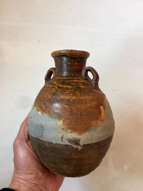 古玩陶瓷宣州窯褐釉雙耳瓶拍賣,當前價格1200元